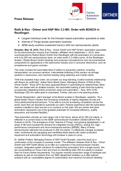 Ortner and HAP Win 3.3 Mil. Order with BOSCH in Reutlingen