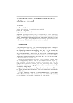 Overview of some Contribution for Business Intelligence research