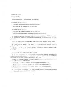 Math 301 Homework Donnay, Fall 2011 b. Let f(x) = x/ . For U = (1,4