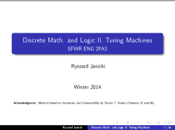 Discrete Math. and Logic II. Turing Machines