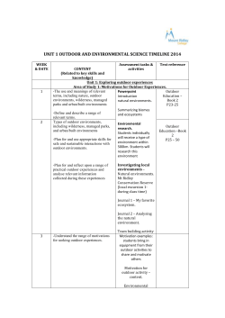 UNIT 1 OUTDOOR AND ENVIRONMENTAL SCIENCE TIMELINE