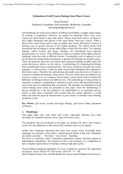 Estimation of Golf Course Ratings from Player Scores Peter Preston