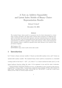 A Note on Additive Separability and Latent Index Models of Binary