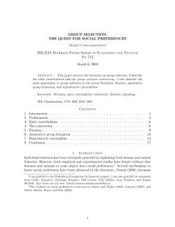 GROUP SELECTION: THE QUEST FOR SOCIAL - S