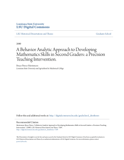 A Behavior Analytic Approach to Developing Mathematics Skills in