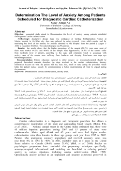 Determination The Level of Anxiety Among Patients Scheduled for