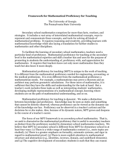 Proficiency in Mathematics Teaching (PMT)