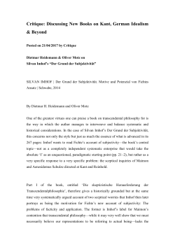 Review SILVAN IMHOF, Der Grund der Subjektivit&auml;t