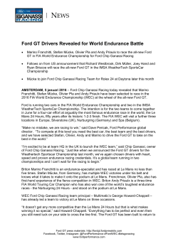 Ford GT Drivers Revealed for World Endurance Battle Marino