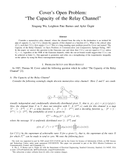 Cover`s Open Problem: &ldquo;The Capacity of the