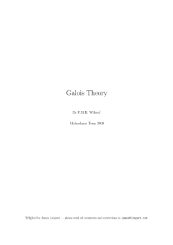 Galois Theory - James Lingard