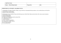 Audit Firm Name: Subject : Ethical Requirements Prepared by Date