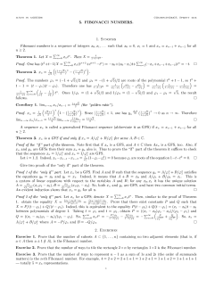 5. FIBONACCI NUMBERS. 1. Synopsis Theorem 1. Let X = Theorem