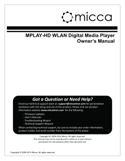 Micca MPLAY-HD WLAN User Manual