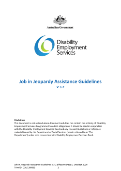 Job in Jeopardy Assistance Guidelines V 3.1