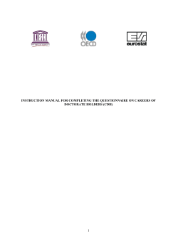 Instruction Manual for Completing the Questionnaire on