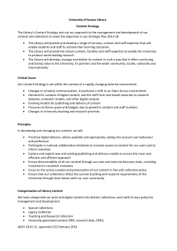 University of Sussex Library Content Strategy The Library`s Content