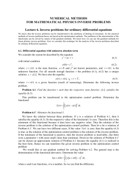 Lecture 6. Inverse problems for ordinary differential equations
