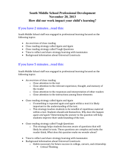 South Middle School Professional Development November 20, 2013