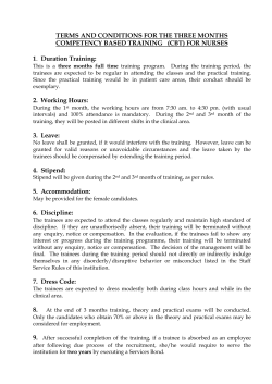 TERMS AND CONDITIONS FOR THE THREE MONTHS