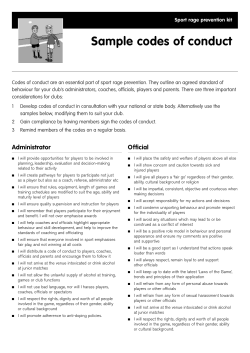 Sample codes of conduct - NSW Sport and Recreation