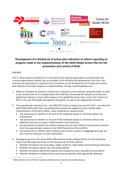 Development of a limited set of action plan indicators to inform