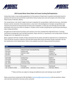 2019 Canada Winter Games Male and Female Coaching Staff