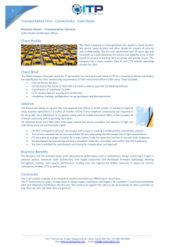 Transportation Firm - Connectivity - Case Study Client Profile Client