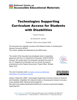 Technologies Supporting Curriculum Access for Students with