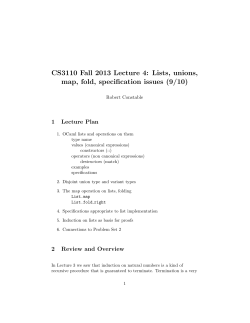 CS3110 Fall 2013 Lecture 4: Lists, unions, map, fold, specification