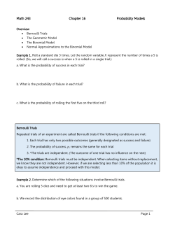 Math 243 Chapter 16 Probability Models