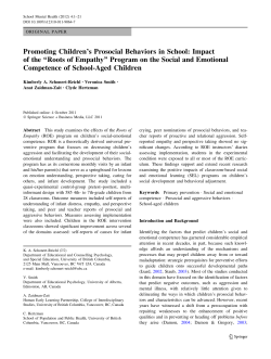 Promoting Children`s Prosocial Behaviors in School: Impact of the
