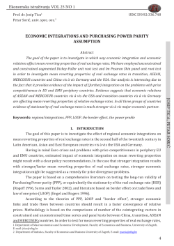 EKONOMSKE INTEGRACIJE I PRETPOSTAVKA PARITETA