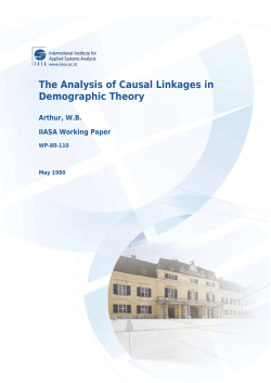 The Analysis of Causal Linkages in Demographic Theory Arthur, WB