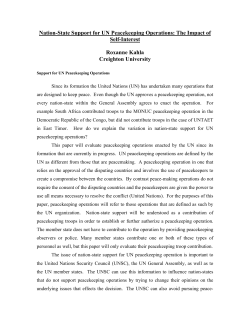 Nation-State Support for UN Peacekeeping Operations