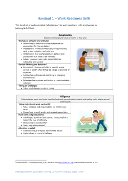 This handout provides detailed definitions of the work readiness