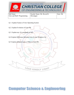 Sub Name: Unix and Shell Programming Faculty Name: Mr. Revati