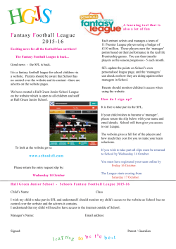 t he learn tO be Fantasy Football League 2015-16