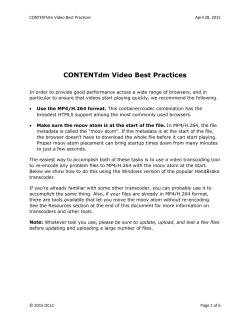 CONTENTdm Video Best Practices