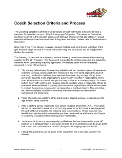 Coach Selection Criteria and Process