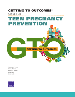 Getting to Outcomes Guide for Teen Pregnancy Prevention