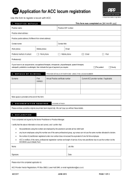 ACC317 Locum health provider registration