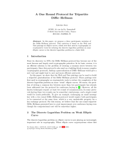 A One Round Protocol for Tripartite Diffie&ndash;Hellman