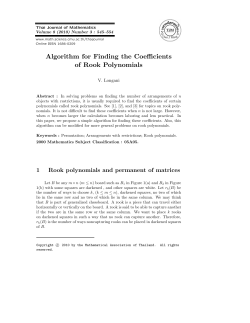 Algorithm for Finding the Coefficients of Rook Polynomials