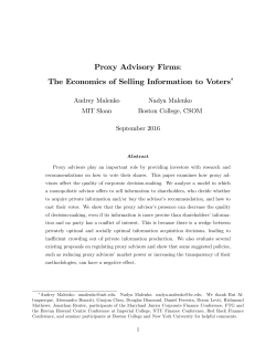 Proxy Advisory Firms: The Economics of Selling Information to Voters"