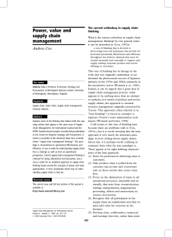 Power, value and supply chain management