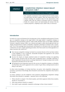 Introduction STRATEGY COMPETITIVE STRATEGY