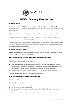 MWDI Privacy Procedure - Maori Womens Development Inc