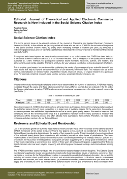 Editorial: Journal of Theoretical and Applied Electronic Commerce