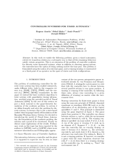 CONTROLLER SYNTHESIS FOR TIMED AUTOMATA 1